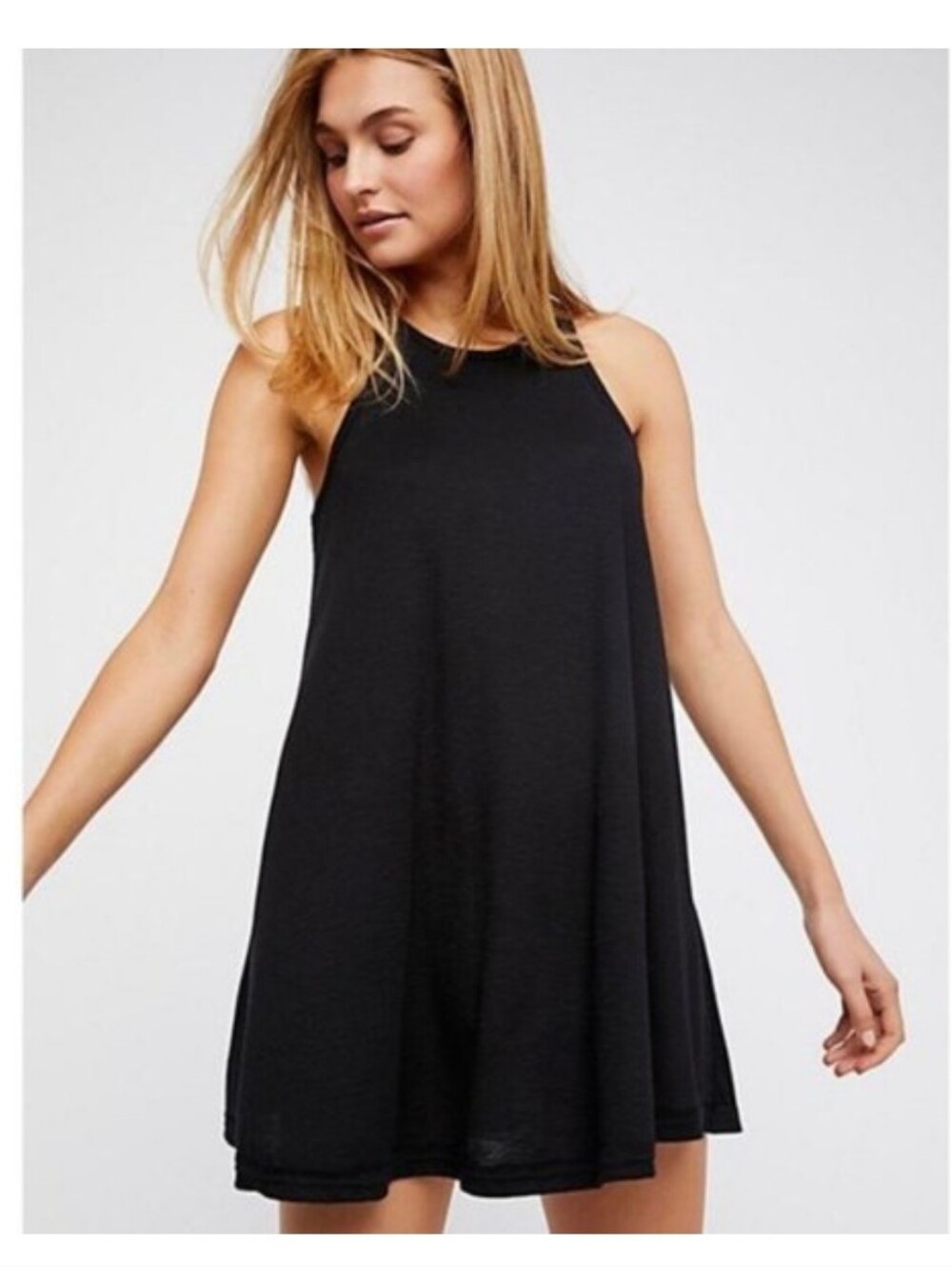 Free People Beach Black Ribbed Tank Dress XS